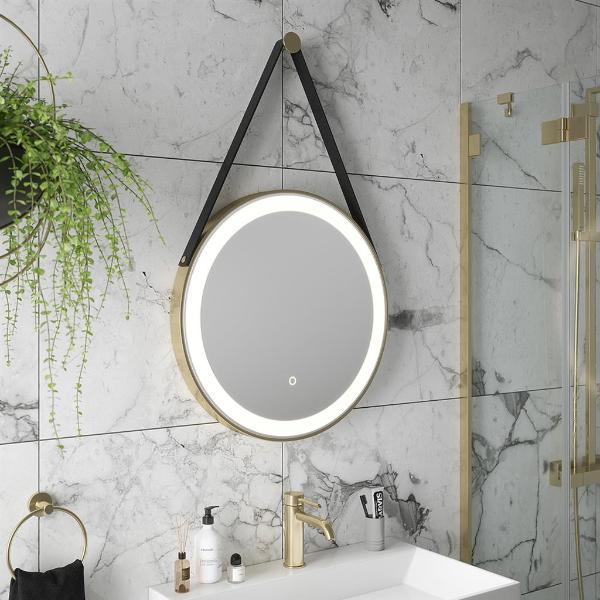 Tema Florence Ip44 Gold Hang Round Led Mirror 60Cm