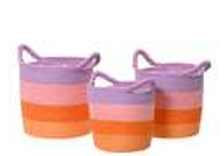 Paperrope Multicolour Handmade Basket Set Of 3 With Handles