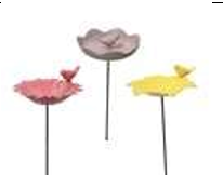 Decoris Garden Bamboo Birdfeeder With Bird Ornament 3 Assorted Colours