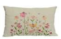 Rectangular Polyester Embroidered Cushion Floral Design 30 X 40Cm