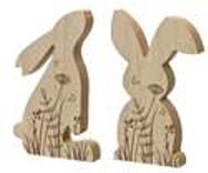 Decoris MDF Bunny With Flower Relief 2 Assorted Designs