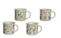 Kitchengoods Floral Design Porcelain Mug 4 Assorted Colours