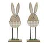 Decoris Plywood Bunny Sitting In Egg Standing Decoration 2 Assorted Colours