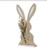 Decoris MDF Lavendar Bunny With Iron Flower Standing Decoration 30Cm