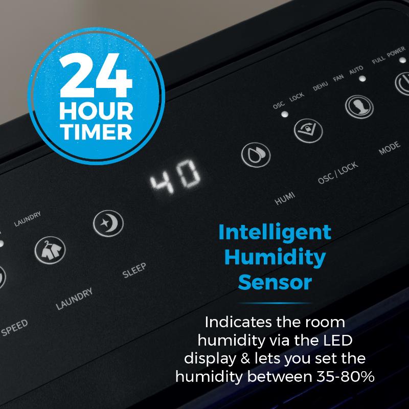 Tower 10L Dehumidifier DC Motor 24 Hour Timer & 4 Modes