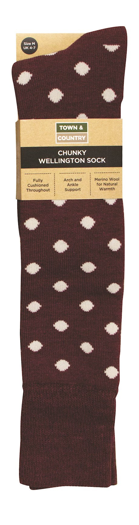 Town And Country Chunky Aubergine wellington boot sock AUBERGINE SIZE 4-7