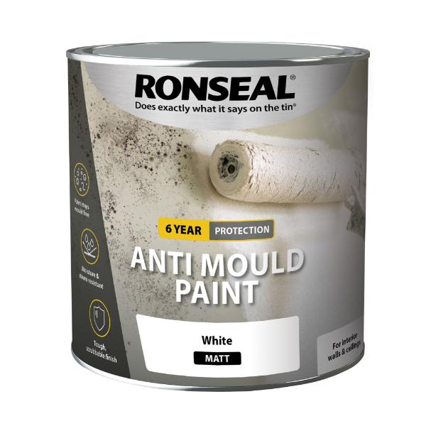 Ronseal 6 Year Anti Mould Paint White Matt 2.5L