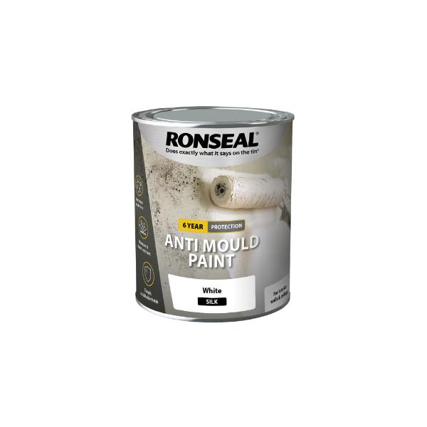Ronseal 6 Year Anti Mould Paint White Silk 750ml