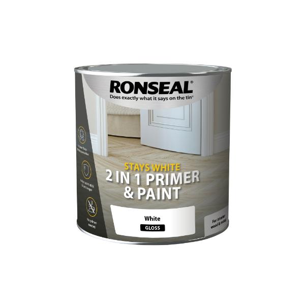 Ronseal Stays White 2in1 Primer and Paint White Gloss 2.5L