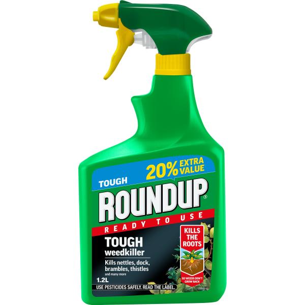 Roundup Tough Weedkiller Gun 1Ltr Ready + 20% Extra Free