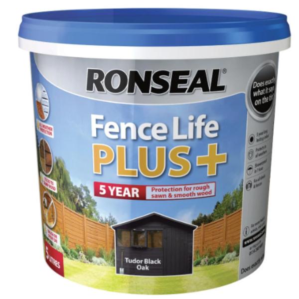 RONSEAL FENCELIFE PLUS+ 5L TUDOR BLACK OAK - TUDOR BLACK OAK