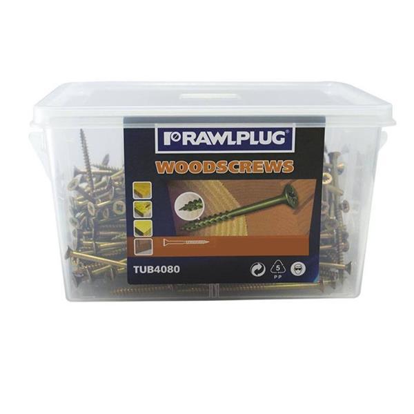 Rawl Tub Of Wood Screws 4 X 40 (1200)