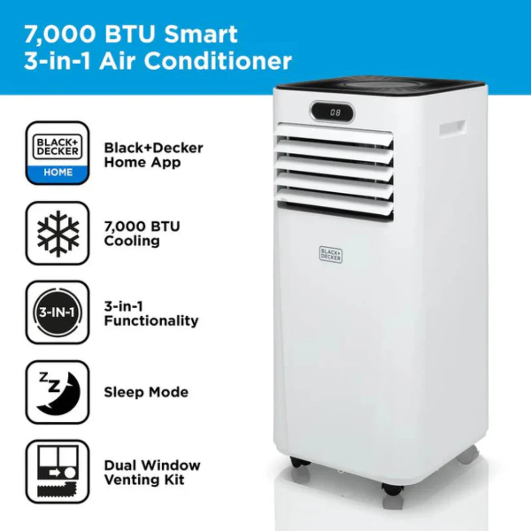 BLACK+DECKER 5K BTU Smart 3-in-1 Air Conditioner, 24hr Timer, Remote Control