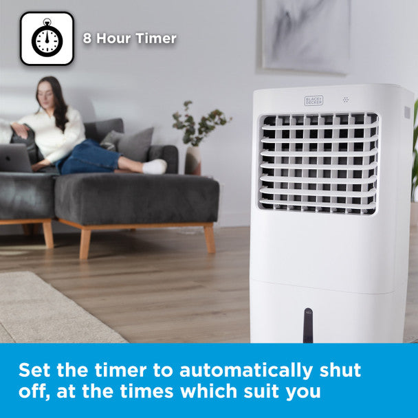 BLACK+DECKER 3-in-1 Air Cooler with 3 Speeds, 15L Water Tank,
8hr Timer, Remote Control, White