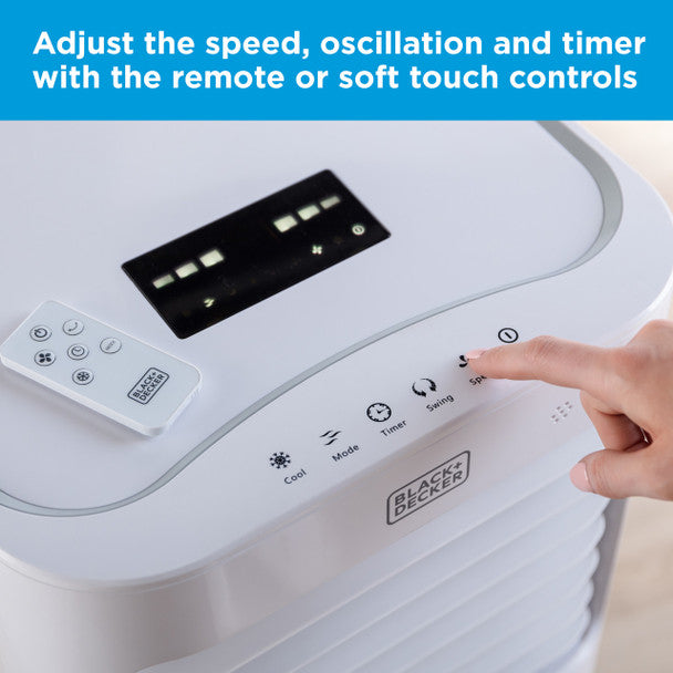 BLACK+DECKER 3-in-1 Air Cooler with 3 Speeds, 15L Water Tank,
8hr Timer, Remote Control, White