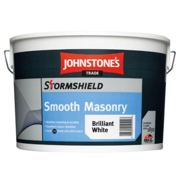 JOHNSTONES STORMSHIELD SMOOTH MASONRY WHITE 10L