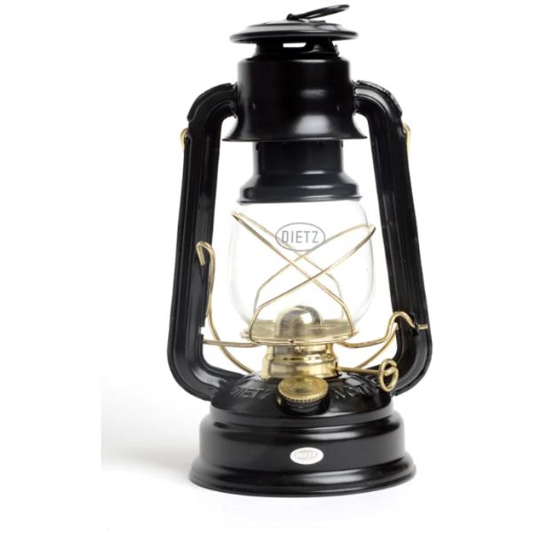 Dietz Large Hurricane Lamp Black With Gold Trim