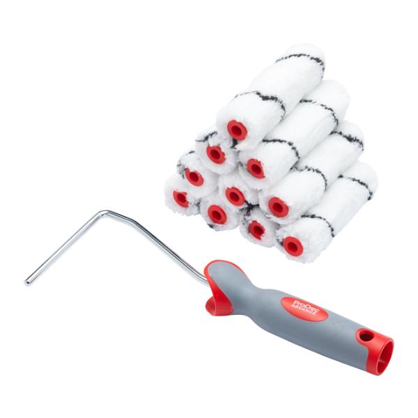 10 Pk Medium Pile Microfibre Mini Rollers & Frame