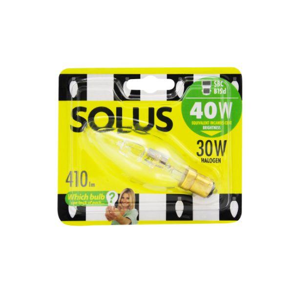 Solus 40W=30W SBC Clear Candle Halogen E/Save