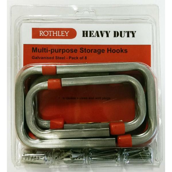 M/P Storage Hooks Galvanised Steel (8 Pk)