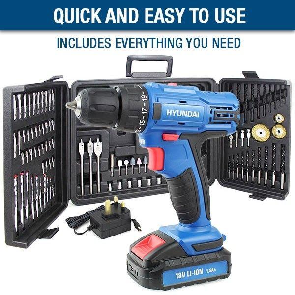 Hyundai 18V Cordless Drill & 89pce Accessory Kit