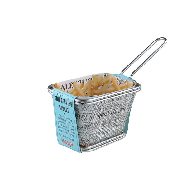 Apollo Stainless Steel Chip Serving Basket Rectangular