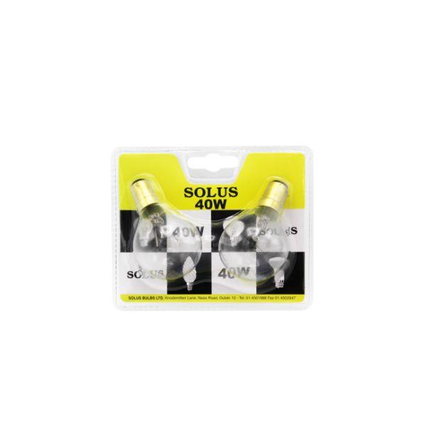 Solus 40W SBC Clear Round Incandescent 2 Pack