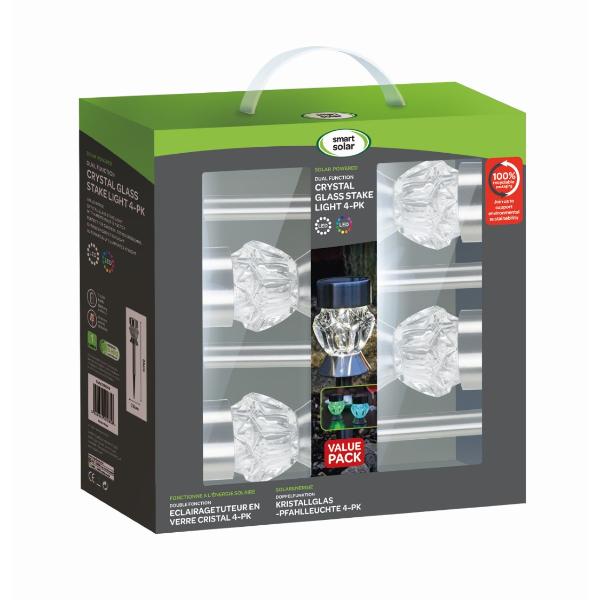 Smart Stainless Steel Solar Solar light Crystal 4 Pack