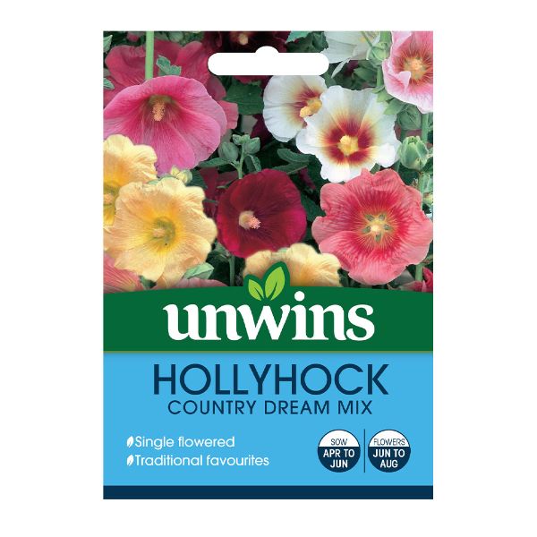 Unwins Seed Packet Hollyhock Country Dream Mix
