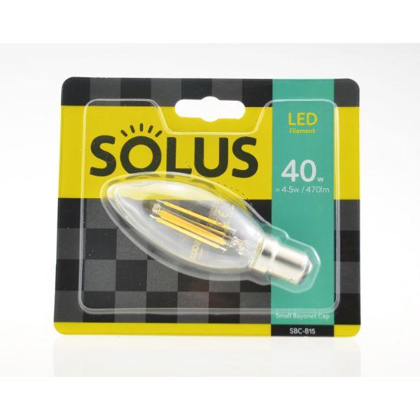 Solus 40W=4.5W SBC Clear C35 Candle LED XCROSS