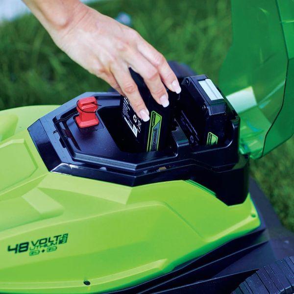 Greenworks 48v (2 x 24v) 36cm Battery Lawnmower plus 25cm Line Trimmer
