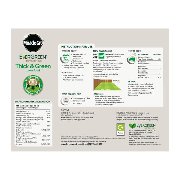 Miracle-Gro Premium Plus Thick & Green Lawn Food 100m²
