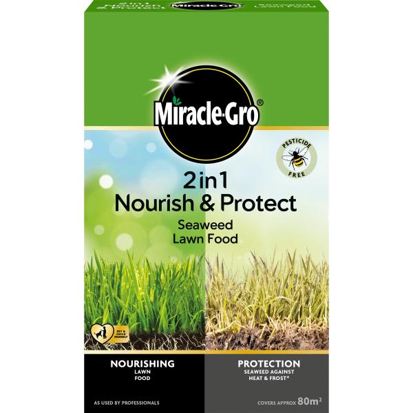 Miracle-Gro 2 In 1 Nourish &amp; Protect Seaweed Lawn Food 80m