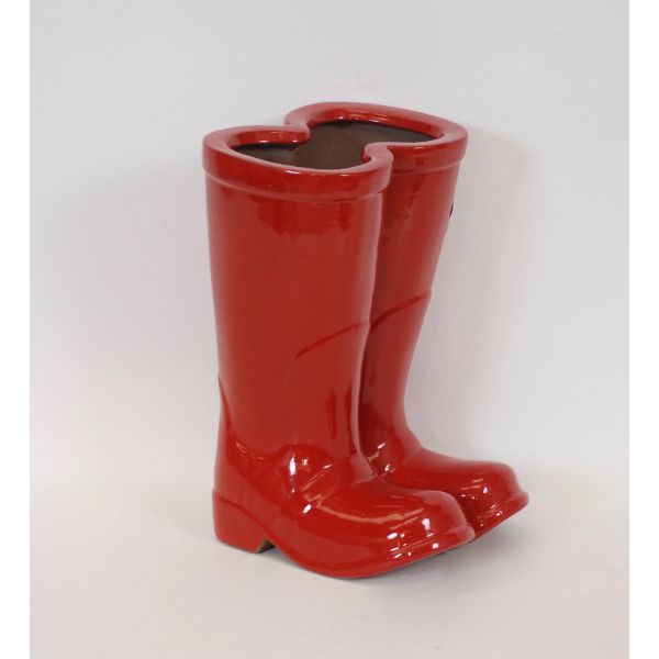 Glazed Red Boot Planter 25x24x36