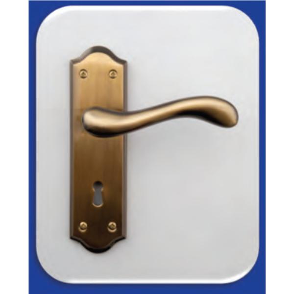 Perrys Vision Komos lever lock handle - Antique brass finish