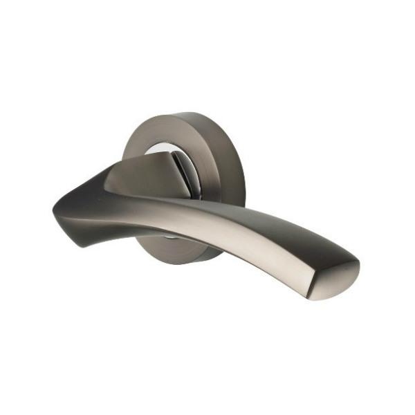 Perrys Auva Vision Lever on Rose Handle Graphite Polished Chrome