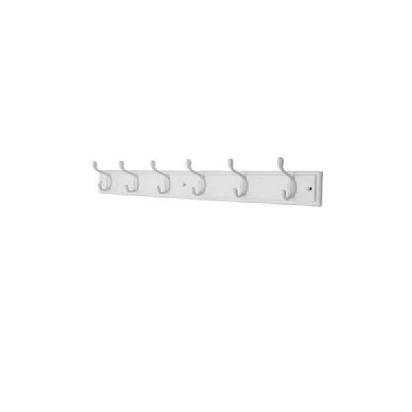 Head Bourne 6 White Hat & Coat Hooks on a White Stepped Board