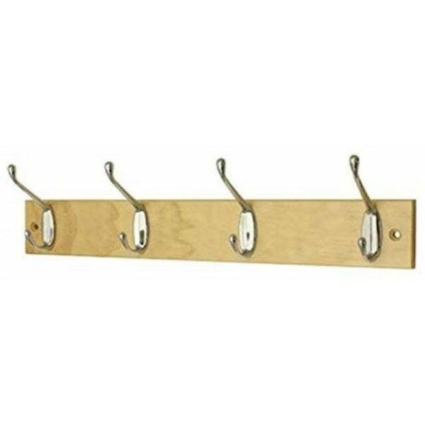 Head Bourne 4 Chrome Hat & Coat Hooks on a Pine Board