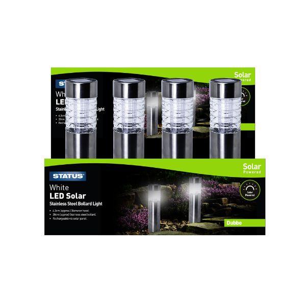 Dubbo 6.3cm LED Solar Bollard Top Solar Light Stainless Steel