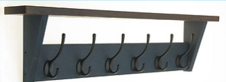 Headbourne 6 Black Hat & Coat Hooks On Shelf Unit