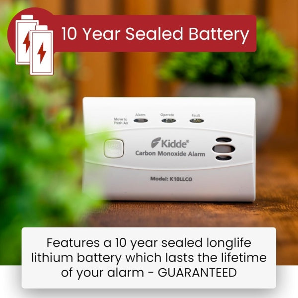 Kidde FSK10LLCO Co2 Alarm Lithium Battery Wall/Free Stand