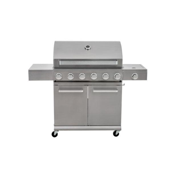 Oscar Pro SS 6 Burner Gas BBQ with Side Burner