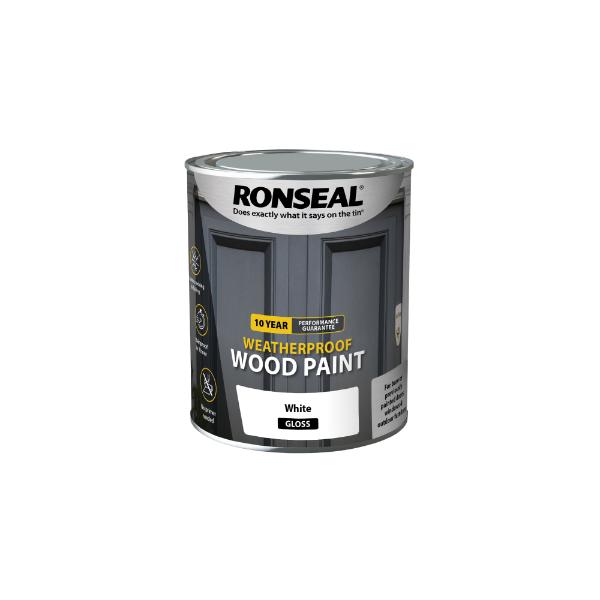 Ronseal 10Yr Weatherproof Paint White Gloss 750ml