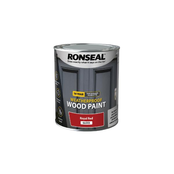 Ronseal 10Yr Weatherproof Paint Red Glos 750ml