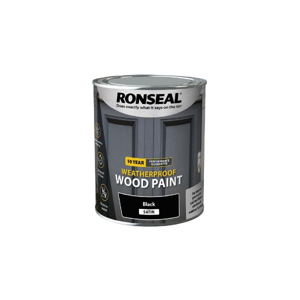 Ronseal 10Yr Weatherproof Paint Black Satin 750ml