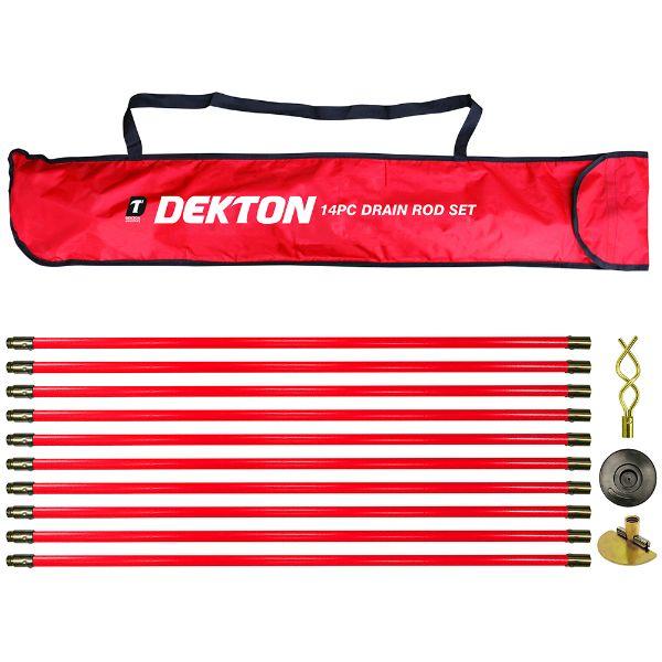 Dekton 14 Pc Drain Rod Set Includes Carry Bag