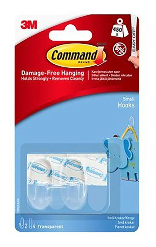 Command™ Small Clear Hooks with Clear Strips