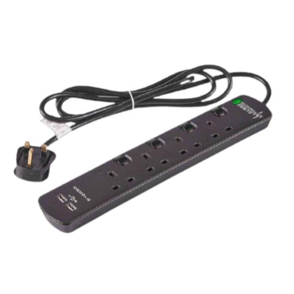 Status 4 Way Extension socket with 2 USB