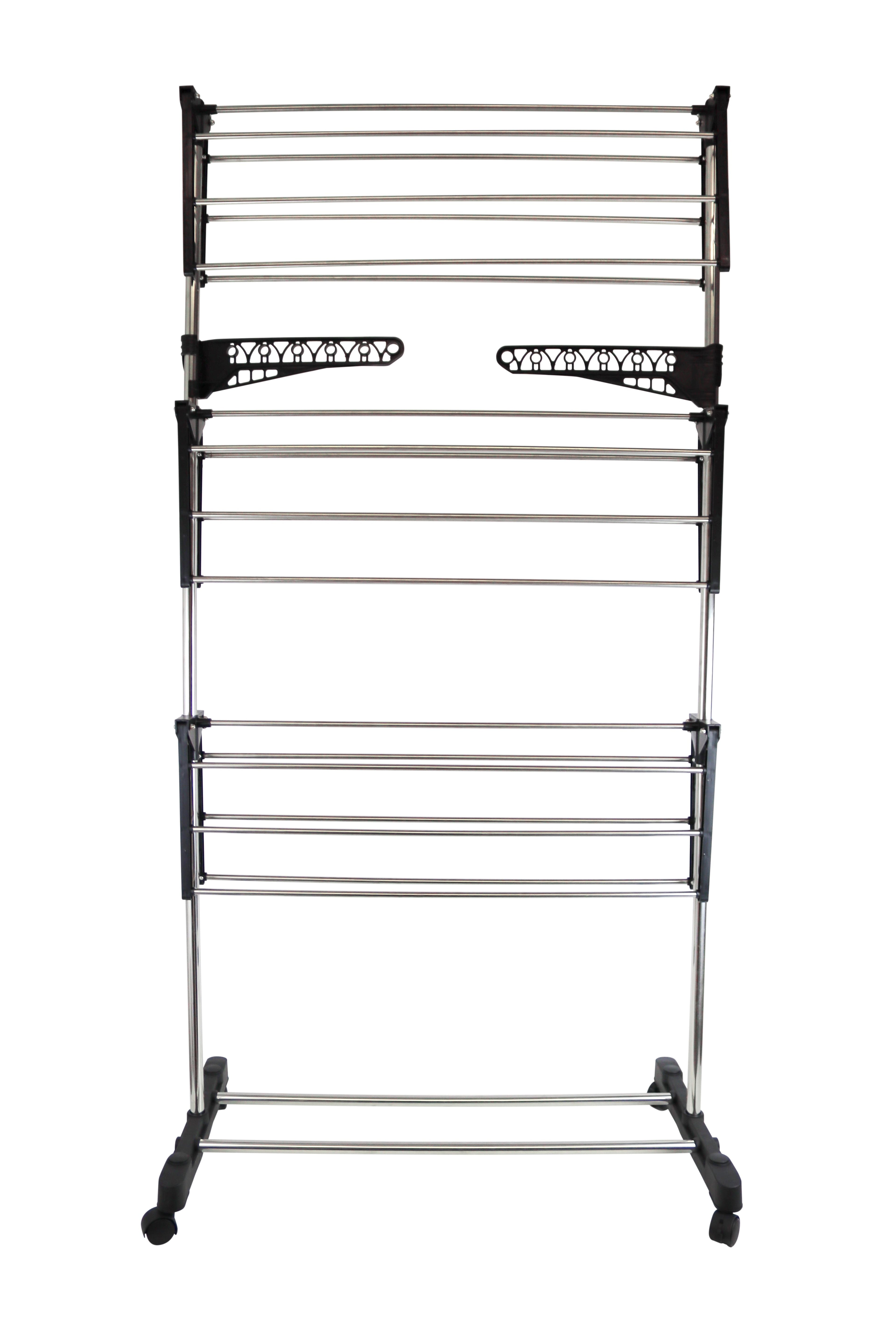 Silver & Black 3 Tier Clothes Airer