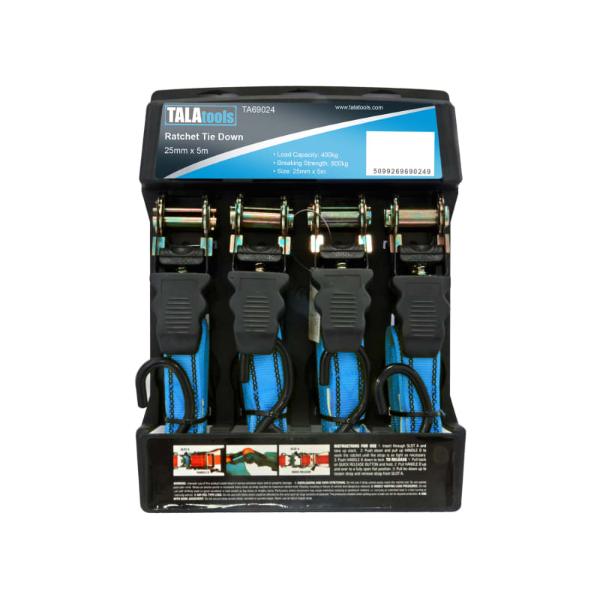 Tala 4 Piece Ratchet Tie Down Set